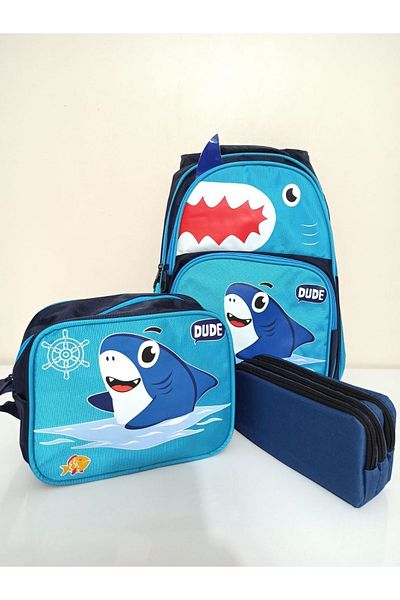 Alanç Gift Rucsac ortopedic personalizat cu model de pește pentru băiat - suport pentru nutriție și stilou