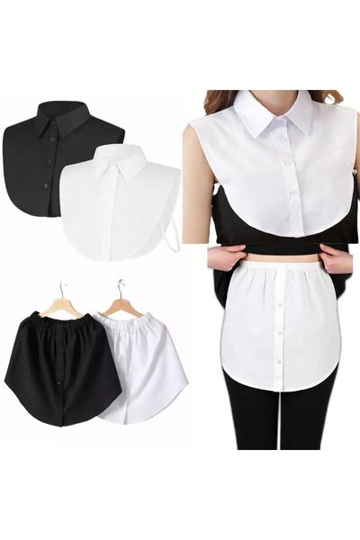 tessetür Bone diyarı Яка на риза и пола от черно-бял супер костюм от 4 части