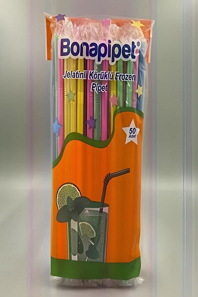 bonapipet Bona Straw Gelatin Colored Bellows Straw 1 Pack 50 Pieces 5 Packs 250 Pieces