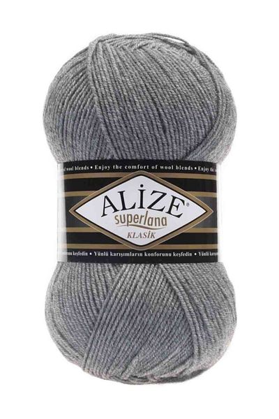 Alize Superlana 5 τεμάχια Γκρι Μελανζέ Κλασικό Πλέκμα Χειρός 21