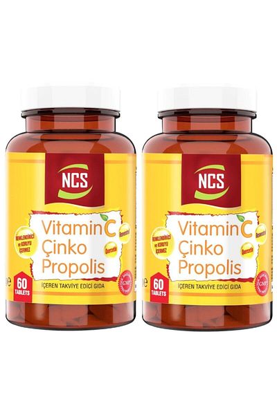 NCS Vitamin C 1000 Mg Zinc Propolis - 2 Boxes 120 Tablets + Pill Box