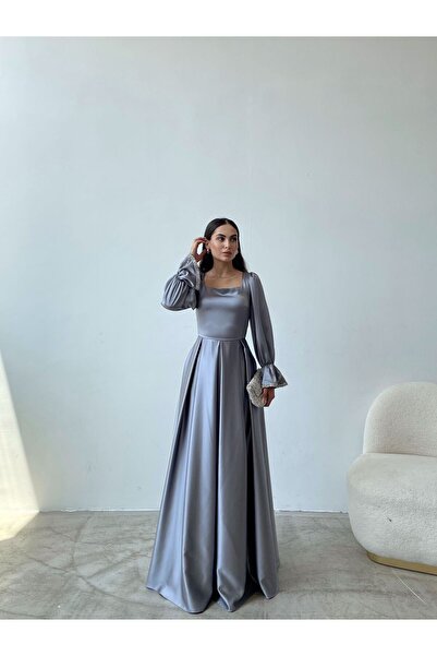 Housebutik Taş Detaylı Saten Abiye