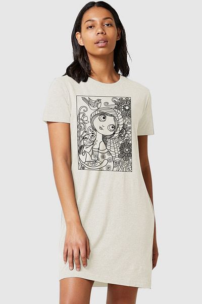 ROCKANDROLL Natural Girl Gray Short Sleeve Combed Cotton T-Shirt Dress