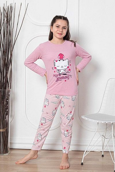 Farya Home Faryakids Girl's Cotton Long Sleeve Patterned Pajama Set