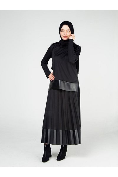 EFULİM Skuba Leather Skirt Set