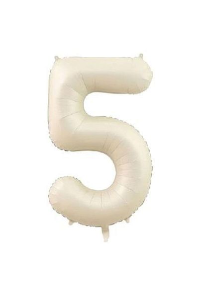 asöy Beige Cream Number Foil Balloon - Age 5, 76 Cm, Medium Size