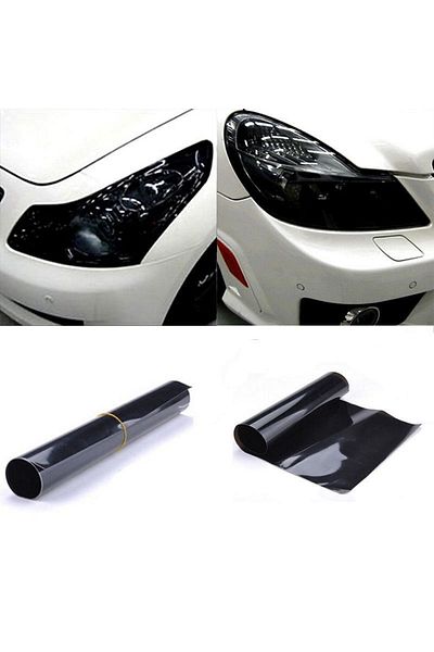 MeyZone Headlight Stop Film Headlight Foil Dark Glossy Black Headlight Scratch Anti-Scratch Foil 100cm X 30cm