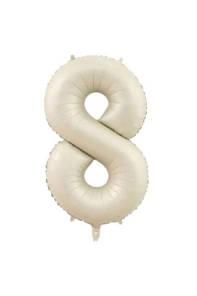 asöy 8 Ysş Beige Cream Number - 76 cm Medium Size Foil Balloon, 34 Inch Beige Cream Number Foil Balloon