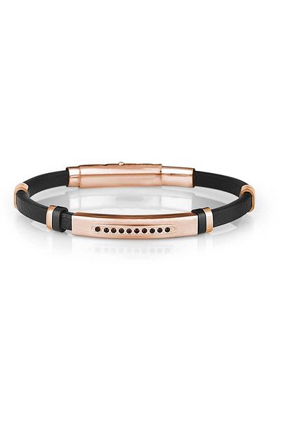 Daniel Klein Men's Black Genuine Leather Bracelet - Dkj.6.2160.4 Rose