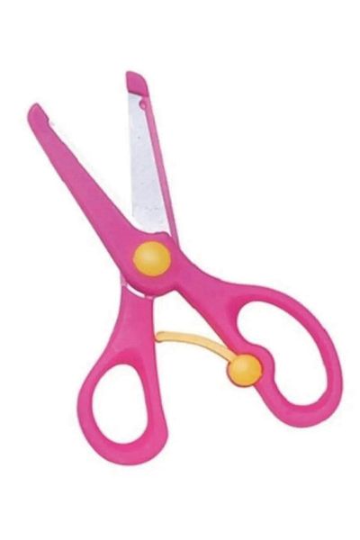 Little Fish Children's Scissors Blunt Tip Spring-loaded Plastic Protected School Student Scissors