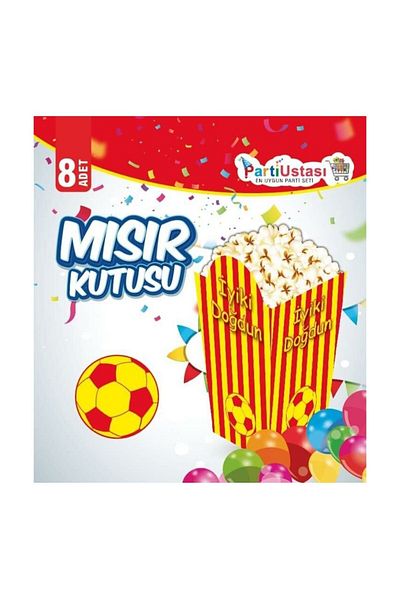 Parti Ustası 8 Yellow-Red Fan Corn Boxes