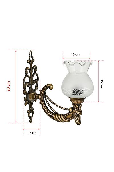 DEDE SINGLE AGED CADENA SCONCE WITH MATTE WHITE COLOR GLASS