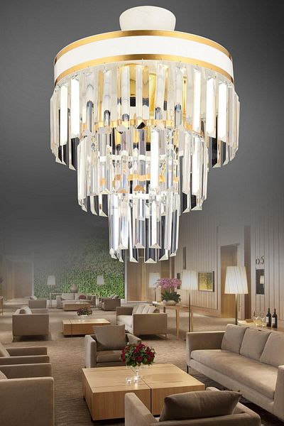 KUZEY AYDINLATMA Çağla 3-Layer White Gold Gilt 30 Lux Chandelier