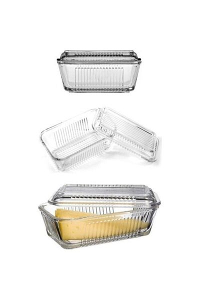 Paşabahçe Butter Food Breakfast Glass Storage Container Set of 3 97711