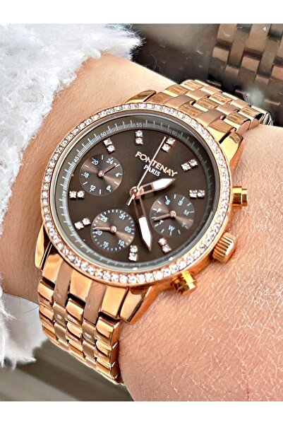 Fontenay Rose Renk Çelik Taşlı Spor Kadın Kol Saati Fn-4020.2rkr