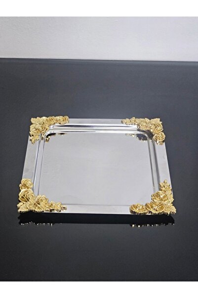 atabey home collection 4-Piece Coffee & Tea & Presentation Tray Metal Cast Rose Model