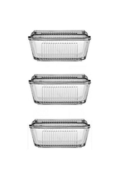Paşabahçe Butter Food Breakfast Glass Storage Container Set of 3 97711