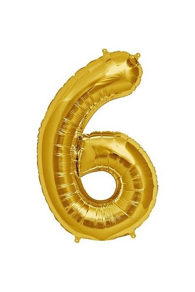 HKNYS 6 Year Old Number Foil Balloon 76 Cm 32 Inch - Gold Color Foil Balloon