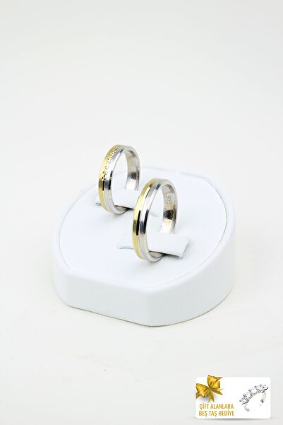 Gri Gümüş Işıltılı Sevgi Çemberi 925 Ayar Gümüş Alyans, Nişan ve Söz Yüzüğü