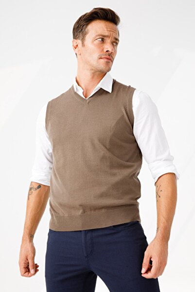 Desen Triko Men's Sweater D.brown