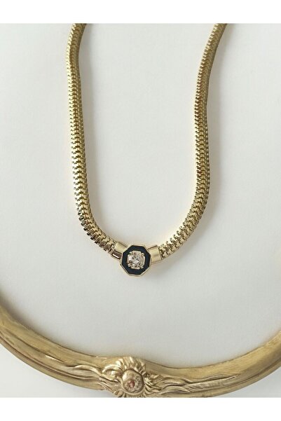 Genel Markalar Özel Tasarım Vip Serenay Hasır Taşlı Gold Kolye (leyla Kolye )