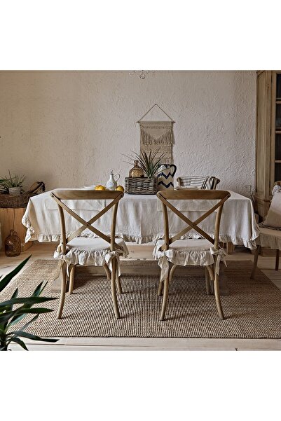 shules collection وسادة كرسي مصنوعة يدويًا من الكتان المغسول بأربعة جوانب