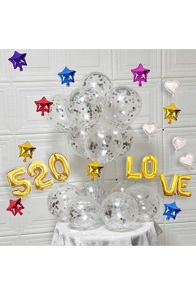 Partioutlet Metallic Silver Confetti Balloon