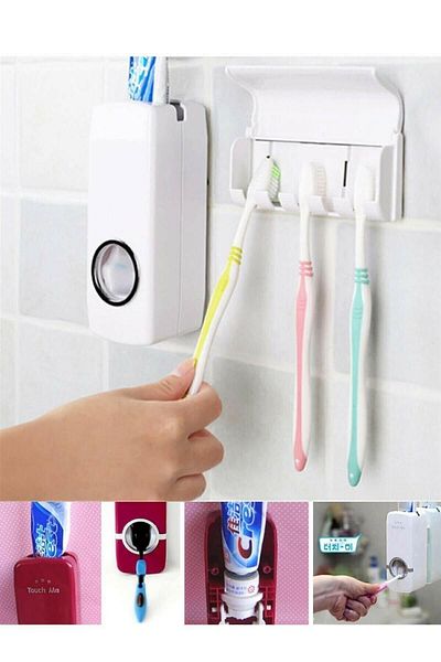 DEMİRHAN İTHALAT Toothpaste Squeezer and 5 Brush Holder