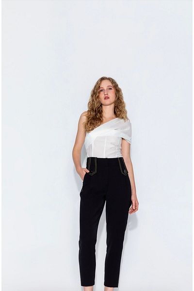 KAMEYA Ecru Single Shoulder Bodice Blouse