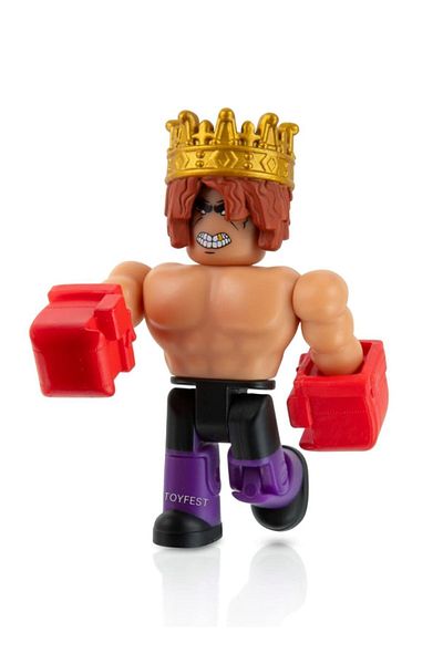 TOYFEST ROBLOX Deluxe Mystery Pack Series 3 Muscle Legends: Muscle King Figure - 9 سم لعبة على الإنترنت مع رمز