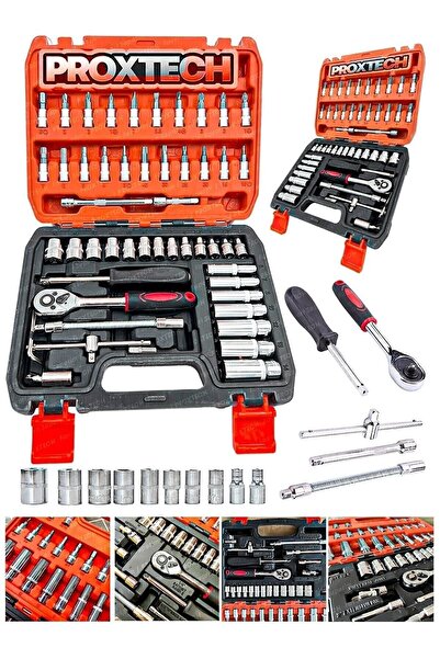 PROXTECH Combo Lokma Anahtar tamir Takımı 53 Adet 1/4 Cırcır Tork Anahtarı soket Seti Oto Tamir Alet Seti