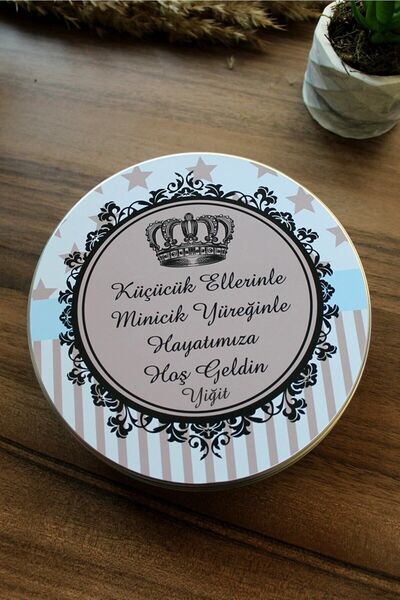 Hediyenza Metal Kutuda Pelit Valonia Hoşgeldin Bebek Çikolatası Mavi 40 Adet