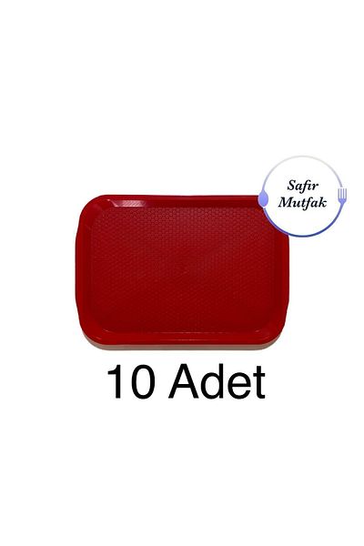 safir plastik 10 Pieces 20x30 Cm Red Fast Food Tray, Serving Tray, Presentation Tray (SMALL SIZE)