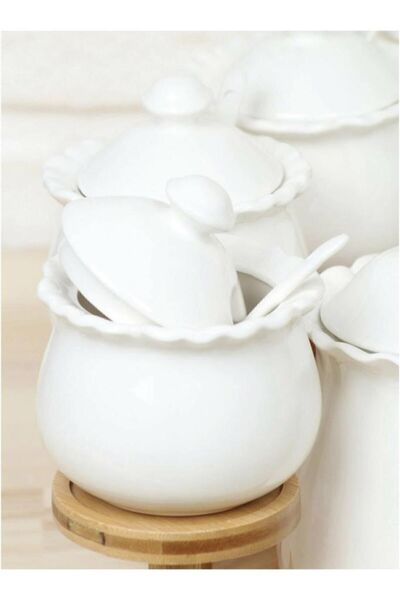 AROW Hürrem Porcelain 9 Piece Spice Set with Bamboo Stand