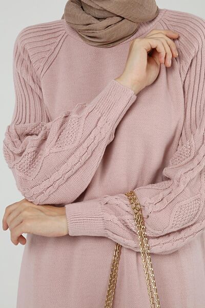 ilmek Winter Long Knitwear Hijab Tunic - Hair Braid Detail, Women'S, 4303