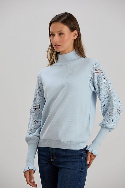 hanope Tricotaj de damă cu mâneci Pulover albastru baby cu detaliu tricot elegant
