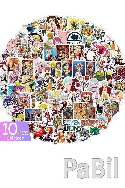 PaBil The Seven Deadly Anime Manga Figures Seven Deadly Sins Sticker - 10Pcs Mixed