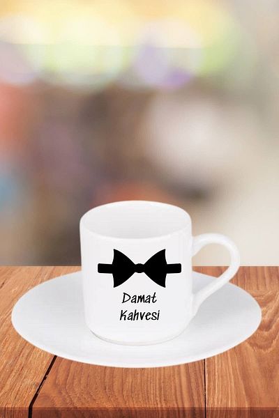 Florence Event Groom's Coffee Printed White Turkish Coffee Cup