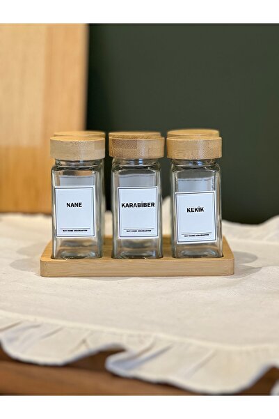 may home design Minimal Bamboo Spice Rack Set - 6 Pieces with Stand