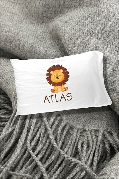 Hediyenza Cute Lion Printed Decorative Children's Pillow Case 50x70 Cm 1 Piece - White
