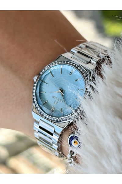 Reward Silver Colored Blue Dial - Special Locked Women's Wristwatch Bracelet