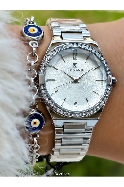 Reward Silver Colored Brand Steel Cord Wristwatches Bracelet