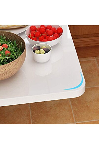 Kydonia Home 60x140 cm 5 kişilik Oval Köşeli Sabit Raflı Parlak Beyaz Duvara Monte Kırma Katlanır Masa