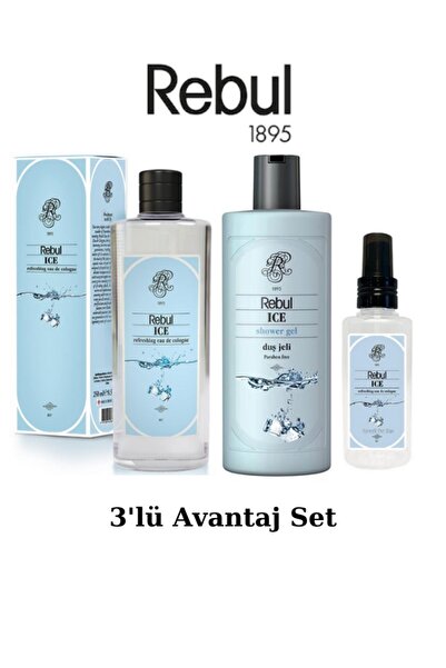 Rebul ICE Edc 250ml Kolonya + 500ml Duş Jeli + 125ml Edc Kolonya 3'lü Avantaj Set