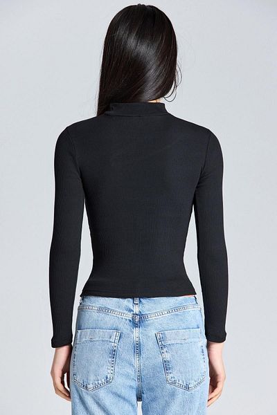 boutiquen Bluză de damă cu nervuri negre cu detaliu pentru fereastră 1449