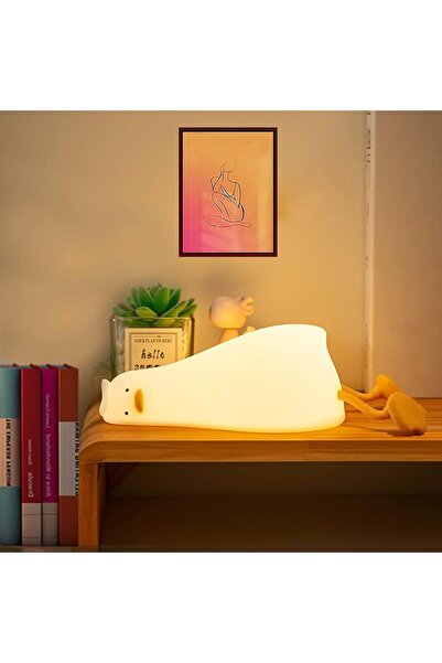 HyMark Sevimli Silikon Dokunmatik LED Ördek Gece Lambası Şarjlı Kısılabilir D...