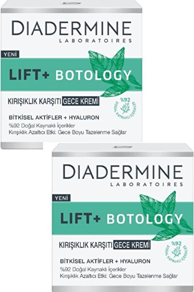 Diadermine Lift+ Botology Kırışıklık Karşıtı Gece Kremi 50 Ml. (%92 Doğal Kaynaklı) 2'li