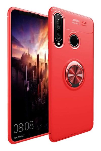 Hesaplı Dünya Huawei P30 Lite Kılıf Selfie Yüzüklü Tutuculu Esnek Silikon Rvl