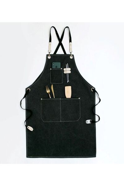 YDZ Boyundan Askılı Çömlek Resim Sanat Önlüğü Master Chef Cafe Restaurant Şef...