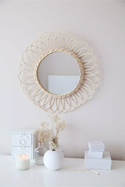 Bilge Bohem Rattan Bambu Hasır Papatya Ayna